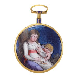 Swiss 18k yellow gold and enamel pocket watch Circa 1800