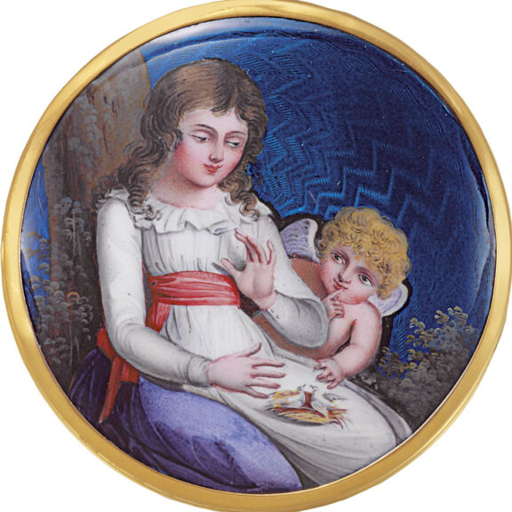 Swiss 18k yellow gold and enamel pocket watch Circa 1800 Swiss 18k yellow gold and enamel pocket watch Circa 1800