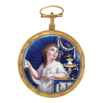 Swiss 18k yellow gold and enamel pearl-set verge Circa 1790