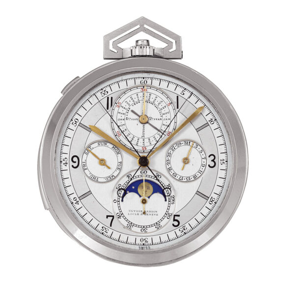 Exceptional Swiss platinum complicated lever watch Circa 1936