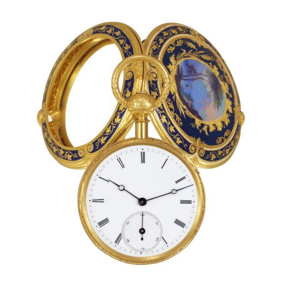 Swiss 18k gold cabriolet lady's pendant watch Circa 1850 Swiss 18k gold cabriolet lady's pendant watch Circa 1850