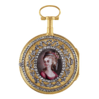 French 20k gold watch with enamel and rose-cut diamonds Circa 1775