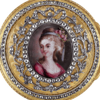 French 20k gold watch with enamel and rose-cut diamonds Circa 1775