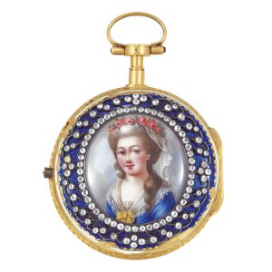 Swiss 20k gold watch with enamel and rose-cut diamonds Circa 1780