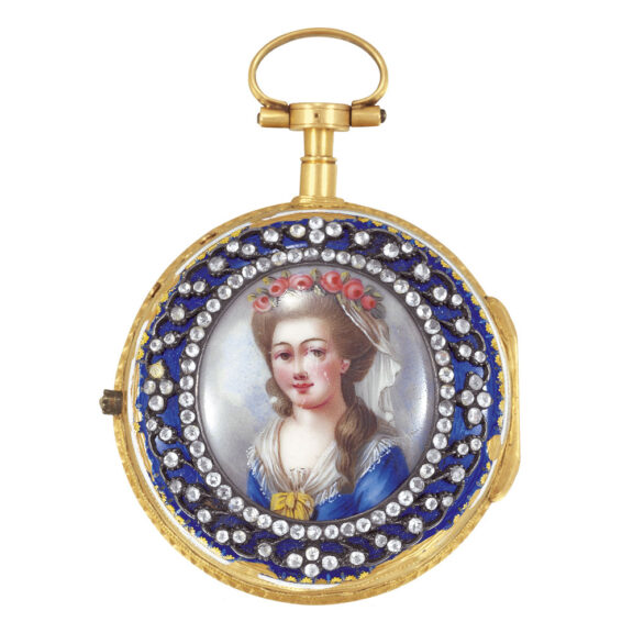Swiss 20k gold watch with enamel and rose-cut diamonds Circa 1780