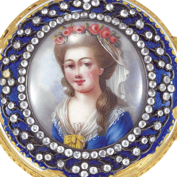 Swiss 20k gold watch with enamel and rose-cut diamonds Circa 1780 Swiss 20k gold watch with enamel and rose-cut diamonds Circa 1780