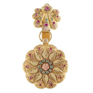 Swiss gold granulation decorated pendant watch Circa 1830