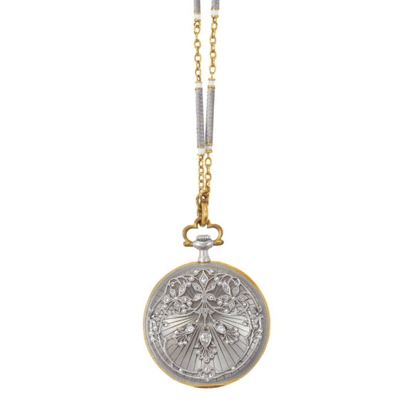 Swiss gold, enamel and diamond-set pendant watch Circa 1911 Swiss gold, enamel and diamond-set pendant watch Circa 1911