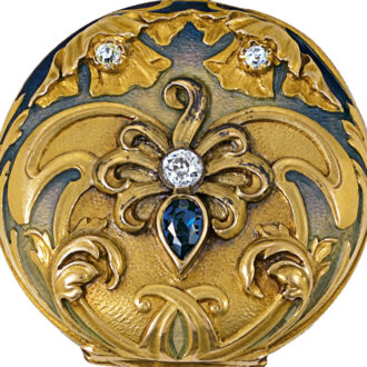 Swiss gold, enamel, diamond and sapphire-set fob watch Circa 1900