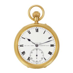 English gold lever with Bonniksen 52½ minute carrousel Circa 1900