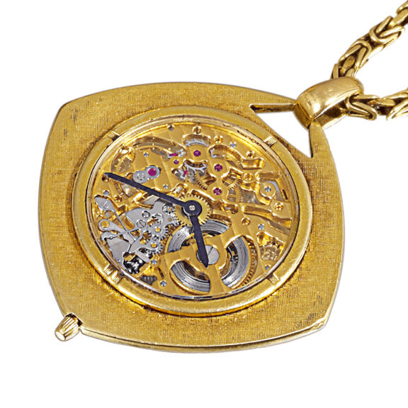 Small French 18k gold skeletonized lady's pendant watch Circa 1960 Small French 18k gold skeletonized lady's pendant watch Circa 1960