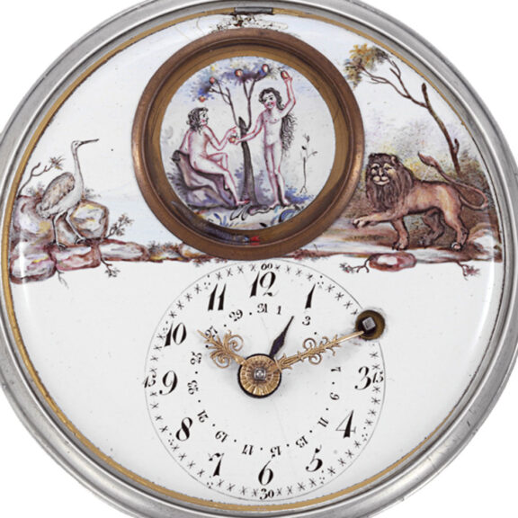 Unusual Swiss Silver automaton watch with date Circa 1815 Unusual Swiss Silver automaton watch with date Circa 1815