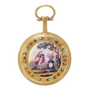 Fine French gold and enamel lady's pendant watch Circa 1780
