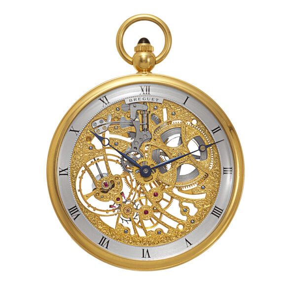 Fine French 18k gold skeletonized keyless dress watch Circa 1980