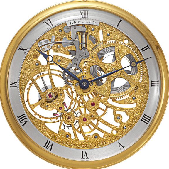 Fine French 18k gold skeletonized keyless dress watch Circa 1980 Fine French 18k gold skeletonized keyless dress watch Circa 1980