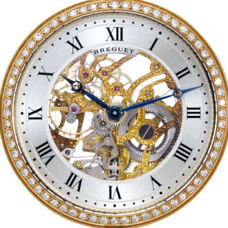 Small French 18k gold, diamonds skeletonized lady's watch Circa 1980