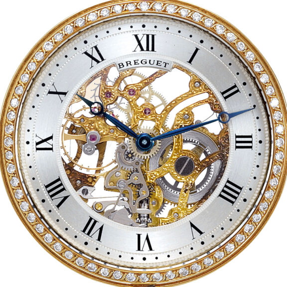 Small French 18k gold, diamonds skeletonized lady's watch Circa 1980 Small French 18k gold, diamonds skeletonized lady's watch Circa 1980