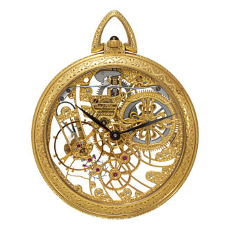 Swiss 18K yellow gold skeletonized keyless dress watch Circa 1983