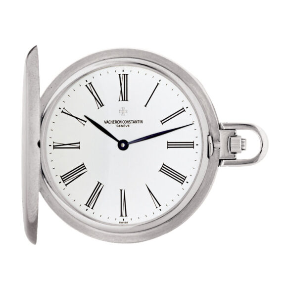 Thin Swiss 18 Carat white gold hunting cased watch Circa 1980 Thin Swiss 18 Carat white gold hunting cased watch Circa 1980