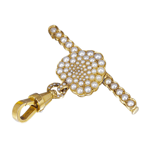 Swiss gold watch with pearl-set dial and brooch Circa 1830 Swiss gold watch with pearl-set dial and brooch Circa 1830