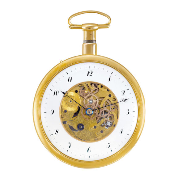 Swiss 18K gold quarter repeater with visible movement Circa 1815