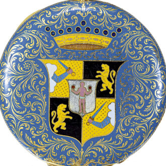 Swiss 18k gold watch decorated with a Coat of Arms Circa 1830