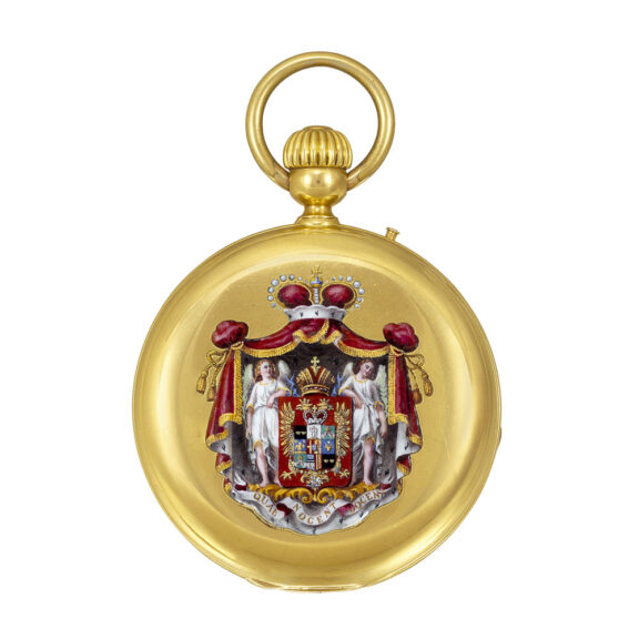 Swiss gold and enamel hunting cased pocket watch Circa 1870