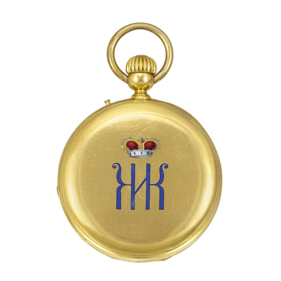 Swiss gold and enamel hunting cased pocket watch Circa 1870 Swiss gold and enamel hunting cased pocket watch Circa 1870