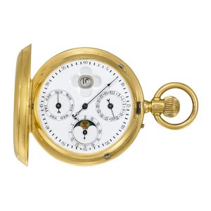 Swiss 18 Carat yellow gold digital jump hour pocket watch Circa 1885