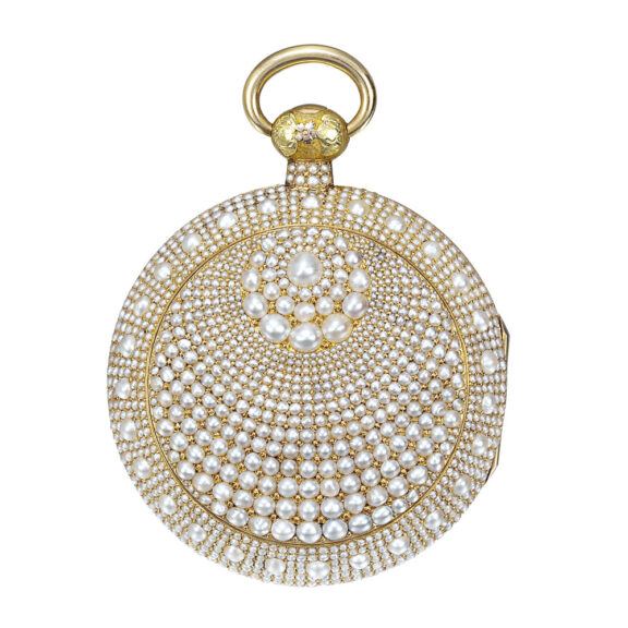 Swiss 18k gold and pearl-set lady's pendant watch Circa 1830