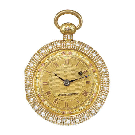 Swiss 18k gold and pearl-set lady's pendant watch Circa 1830 Swiss 18k gold and pearl-set lady's pendant watch Circa 1830