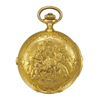 Swiss gold hunting cased minute repeater with chronograph Circa 1910