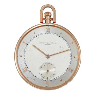 Thin Swiss keyless 18K pink gold dress watch Circa 1943