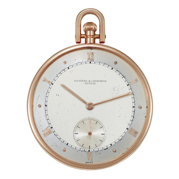 Thin Swiss keyless 18K pink gold dress watch Circa 1943