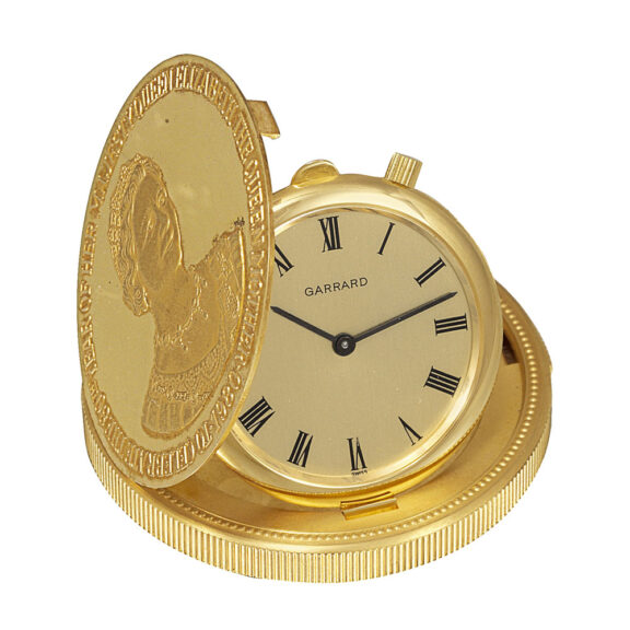 Swiss 18k gold keyless watch concealed in gold coin Circa 1980