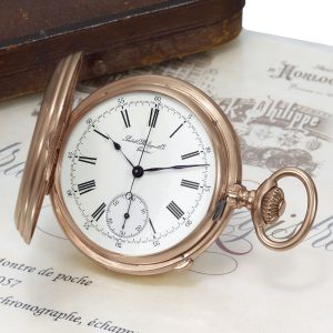 Swiss 18k pink gold hunting cased chronograph Circa 1855