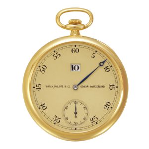 Swiss 18k yellow gold keyless jump-hour dress watch Circa 1928
