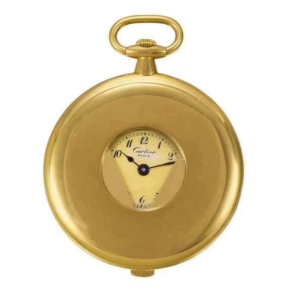 French gold dress watch with spring-loaded sliding shutters Circa 1925