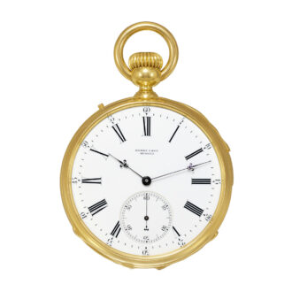 Swiss 18K gold quarter repeating keyless lever watch Circa 1870