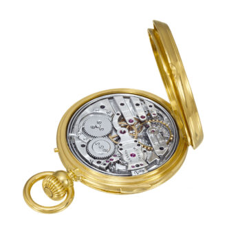 Swiss 18K gold quarter repeating keyless lever watch Circa 1870