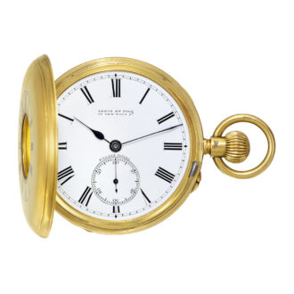English 18 carat gold half-hunting cased pocket watch Circa 1885