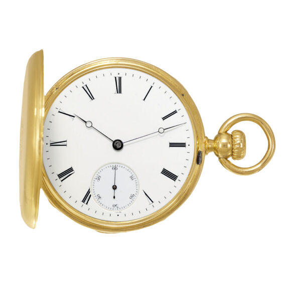 Fine Swiss 18 Carat gold hunting cased pocket watch Circa 1860
