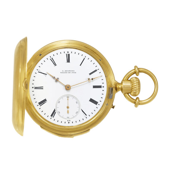Fine Swiss 18 carat gold minute repeating keyless pocket watch Circa 1870
