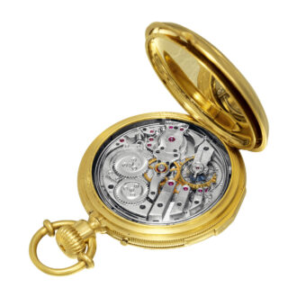 Fine Swiss 18 carat gold minute repeating keyless pocket watch Circa 1870