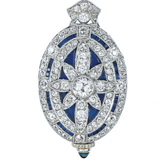 American platinum, sapphire and diamonds brooch watch Circa 1925