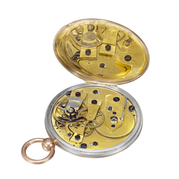 Small French platinum and gold cylinder pendant watch Circa 1823 Small French platinum and gold cylinder pendant watch Circa 1823