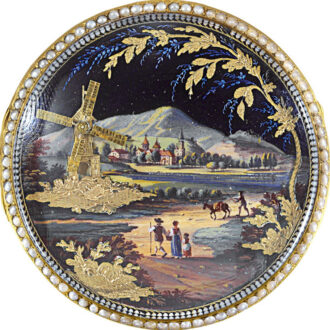 Swiss gold verge pocket watch with windmill automaton Circa 1800