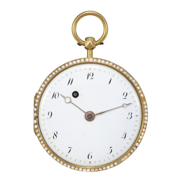 Swiss gold verge pocket watch with windmill automaton Circa 1800 Swiss gold verge pocket watch with windmill automaton Circa 1800