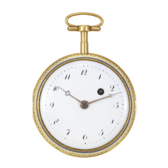 Swiss 18 carat gold, enamel and pearl-set pocket watch Circa 1800
