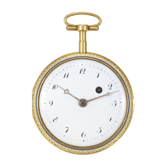 Swiss 18 carat gold, enamel and pearl-set pocket watch Circa 1800 Swiss 18 carat gold, enamel and pearl-set pocket watch Circa 1800